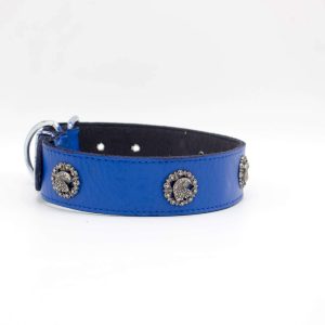 Eagle Eye Dog Collar | Genghis Blue Leather Collar