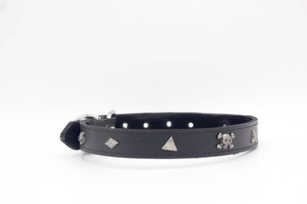 Triangle Stud Dog Collars | Genghis Skull & Triangle Stud Leather Dog Collar