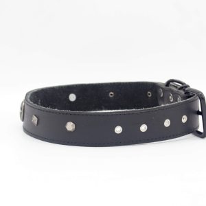 Black Genghis Dog Collar | Genghis Hollow Spike Leather Dog Collars