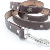 Designer Dog Leash | Genghis Plated Square Antique Leather Dog Leashes