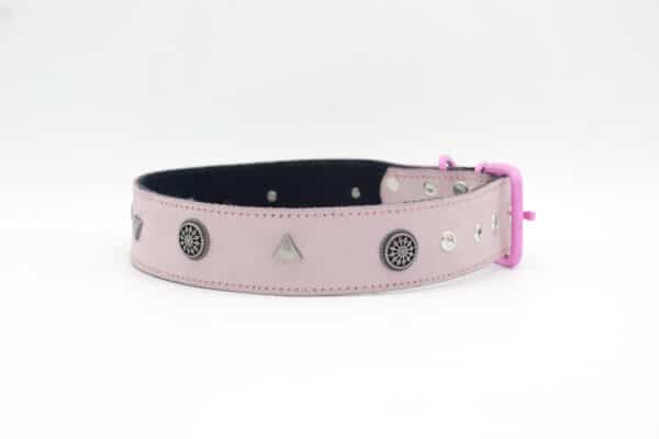 Hollow pink Leather Collar