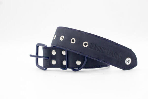 Vintage Navy Dog Collar | Vintage Simple Navy Leather Dog Collars