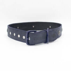 Navy Spike Dog Collar | Genghis Emperor Hollow Spike Leather Collars