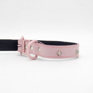 Pink Leather Dog Collar / Leather collar for puppy's & cats