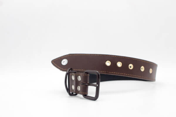 Vintage Tin Brown Dog Collar | Simple Tin Brown Leather Dog Collars